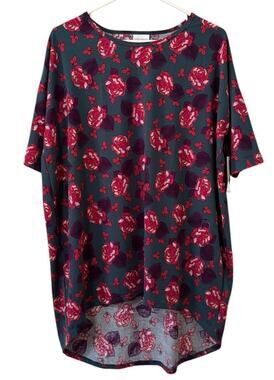 NWT LuLaRoe Irma Sz Small Floral Cottagecore Hi Low Tunic Top Stretch Roses City